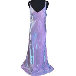 Vintage Y2K Dollar Lavender Iridescent Slip Gown XL USA fairy whimsy prom fae